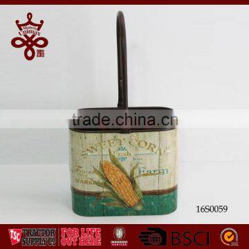 Farm Freshly Picked Basket Country Side Metal Hand Picking Basket photo-4