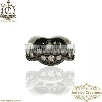 Silver Rondelle, Diamond Rondelle Finding, 925 Silver Diamond Jewelry Component, Diamond Jewelry Component Manufacturer