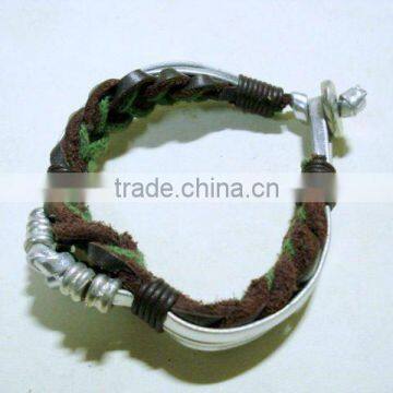 Braided Leather & Cotton Bracelet