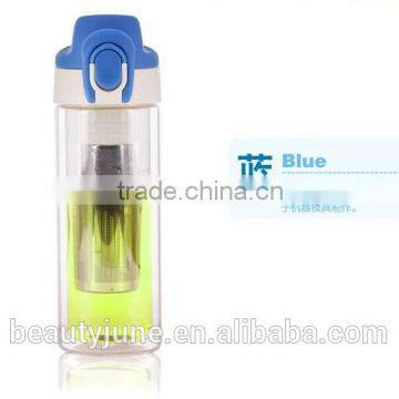 BPA Free Heat-Resistant Sports Bra Glass Water Bottle With Tea Infuser Handles Glass Bottles Hot 2015 photo-3