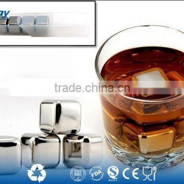 8pcs Stainless Steel Ice Cubes Glacier Rocks Whiskey Ice Stones + velvet bag