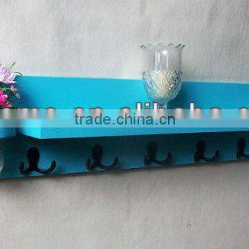 Living Room MDF Wall Hanging Shelf for Home Deco With Clothes Hooks photo-1