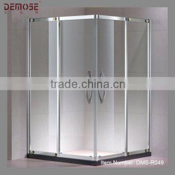 double door shower stall with stainless steel frame