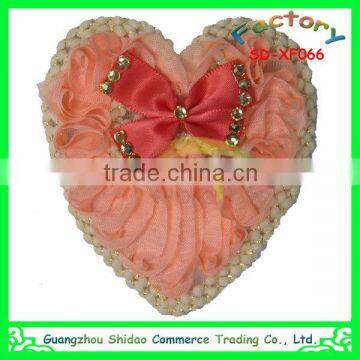 Fashion popular heart design handmade decoration chiffon lace shoe flower