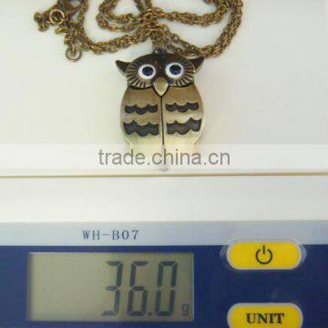 openable owl shape stainless steel pocket watch chain