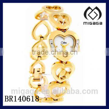 2015 yellow gold plating bracelet quartz watch*24k gold plating bracelet watch for women