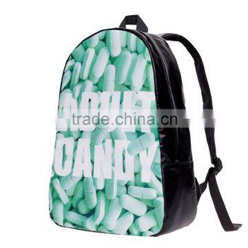 New Arrived 3D Print High Quality Custom Leather School Bag Backpack