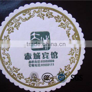 Delicated design round hotel coffee tissue cup coaster 85mm diameter