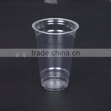 White pet plastic tea cup with straw
