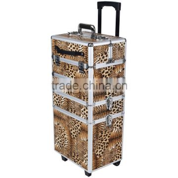 Professional ABS panel hairdressing hard carry case aluminum trolley make up case