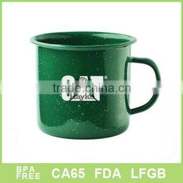 LOGO printing enamel water mug with handle