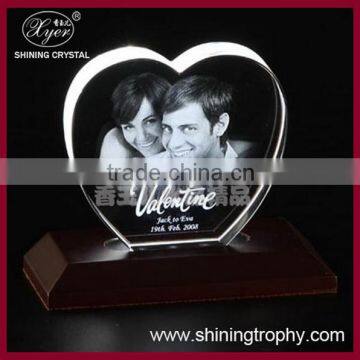 3d laser engraving photo crystal heart