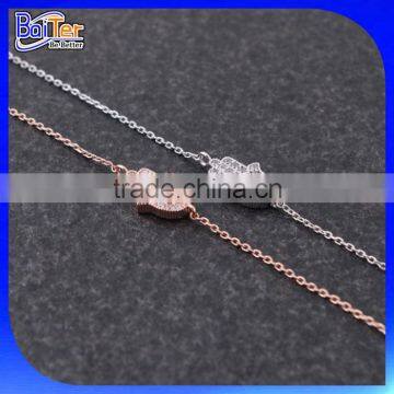 Hotsale Jewelry Rose Gold 925 Sterling Silver Pave CZ Chain Link Hamsa Hand Charm Bracelet                        
                                                Quality Choice