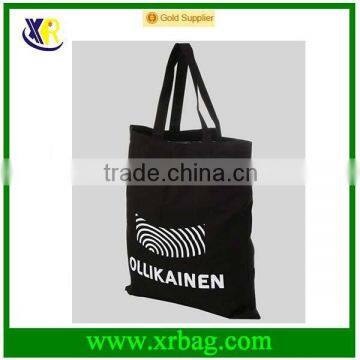 Custom Black Cotton Fabric Tote Shopping Bag photo-4