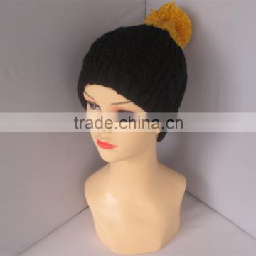 Hot Sale Winter Style Knitted Acrylic Pom Pom Beanie Hats Wholesale