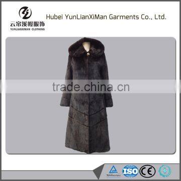 fashion high quality long sleeve round neck long mink fur coat