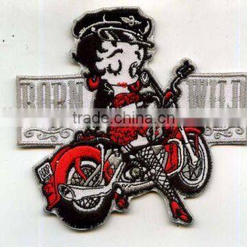 motor bicycle Embroidery frabic around shape
