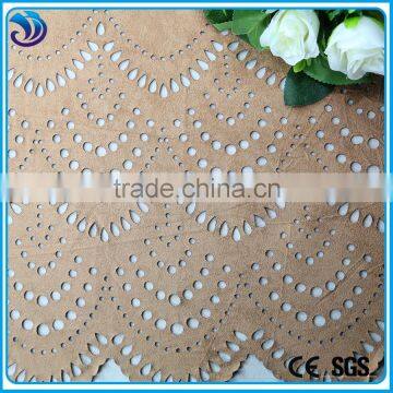 Polyester Spandex Suede laser holes double borders for clothing