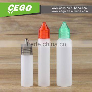 2016 new product 15ml 30ml e-liquid unicorn pe botttle plastic /pen shape bottle for vape juice