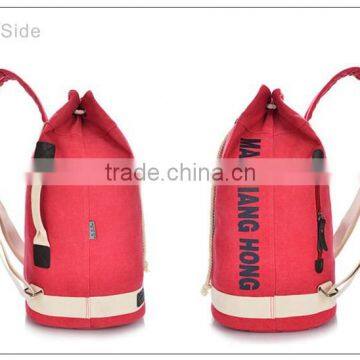 2015 multiple color red round canvas economy drawstring rucksack,good canvas rucksacks