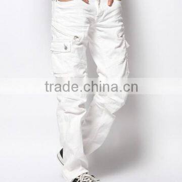 6 pockets white cargo pants for men