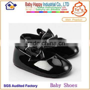 wholesale hot sell black PU non-slip breathable bowknot kids mary jane shoes