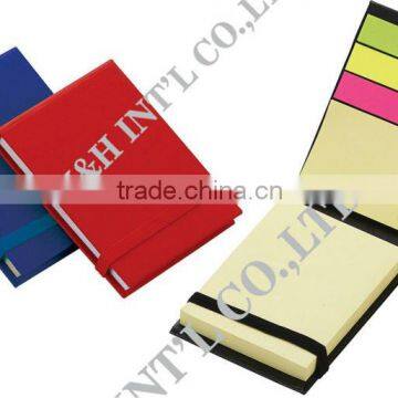 Hot sale hard cover sticky note with elastic band closed