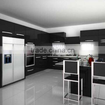 LB-JH1017 black design whole kitchen cabinet of wooden kitchen cabinet home design