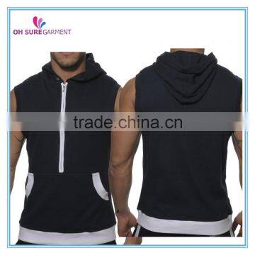 custom sleeveless hoodie, zipper hoodie, cotton sleeveless hoodie