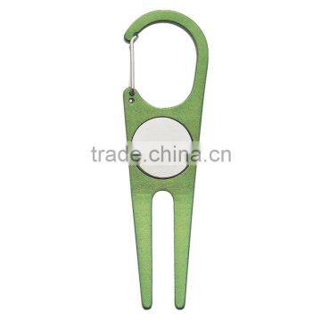 Aluminum Divot Tool With Ball Marker_green