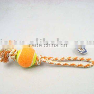 chew pet toy with tennis ball cotton rope