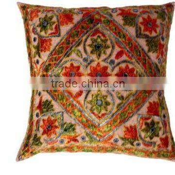 RTHCC-68 Jaipur Home Furnishing Khambadiya Stylish Gujarati Mirror Work Embroidered Cotton cushion covers New Year Christmas