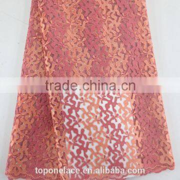 Korea Tulle Lace African Embroidered Tulle Lace Beaded Tulle Fabric photo-2