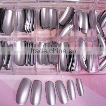 100Pcs Scrub French False Nail Tips Silver