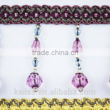 new arrival acrylic beaded curtain tassel fringe,acrylic beads triming fringe