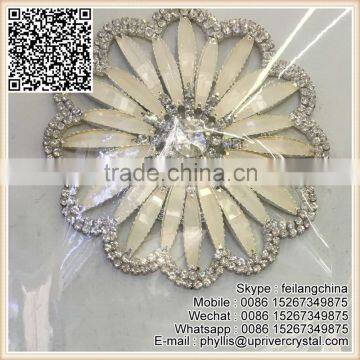 Hot Sale Chandlle Bridal Dress Accessories Silver Flower Rhinestone Applique