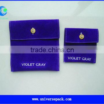 purple velvet pouch gift bag with emborideried logo