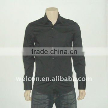 latest 100% cotton popular long sleeve classic black solid casual men shirt