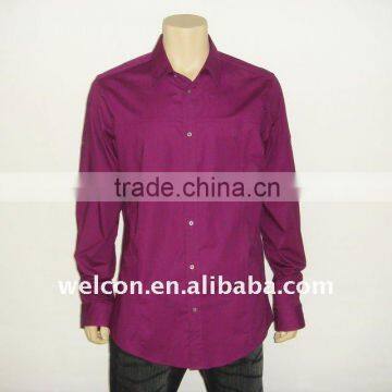 Mens 100% cotton claret casual solid shirt