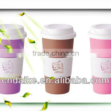 16oz Double wall plastic PP coffee cup with straw