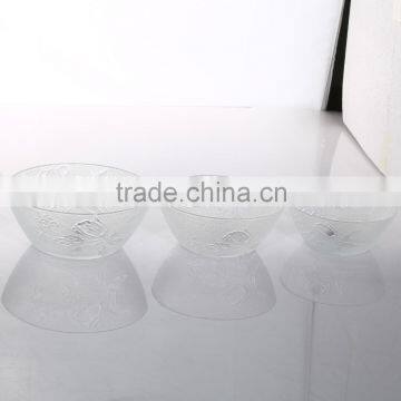 Characteristic Embossed Rose Transparent Glass Bowl photo-2