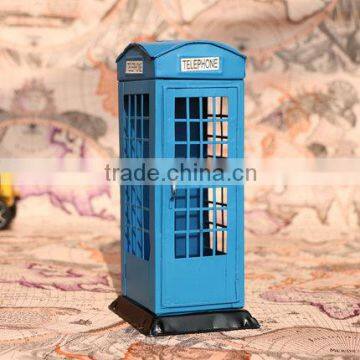 Vintage Wooden Telephone Box Coin Can Decoration