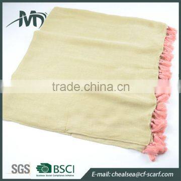 100% Viscose Lady Scarf Women Contrast Color Tassels Lace Scarf photo-6