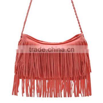 Hot Sale Fashion Women Handbag Tassel Cross Body Women Bag Solid Color Zipper Shoulder Bags Leather Handbags for Female