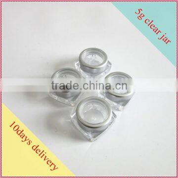 10g square shape plastic cosmetic jar empty cosmetic jar cute cosmetic jar