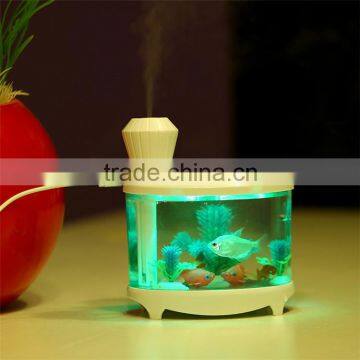 New arrival 3 in 1 usb mini humidifier night light fish tank mist diffuser for home office