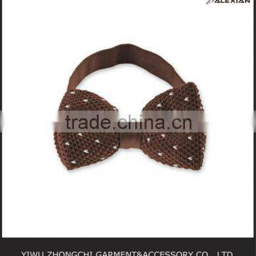 white polka dot brown bowtie knitted