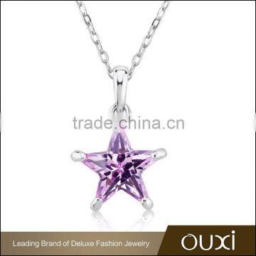 OUXI new design violet glow star necklace with crystal made with AAA zircon 11235-1