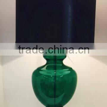 popular in Vatican modern style round base dark green glass desk lamp with black cylilnder fabric white lining lamp shade