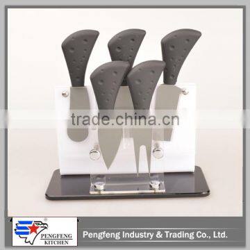 5-piece/5pcs Cheese Knife set with acrylic block cheese board set